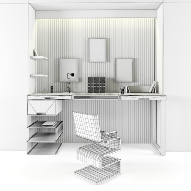 Different Desk Low-poly 3D model_2