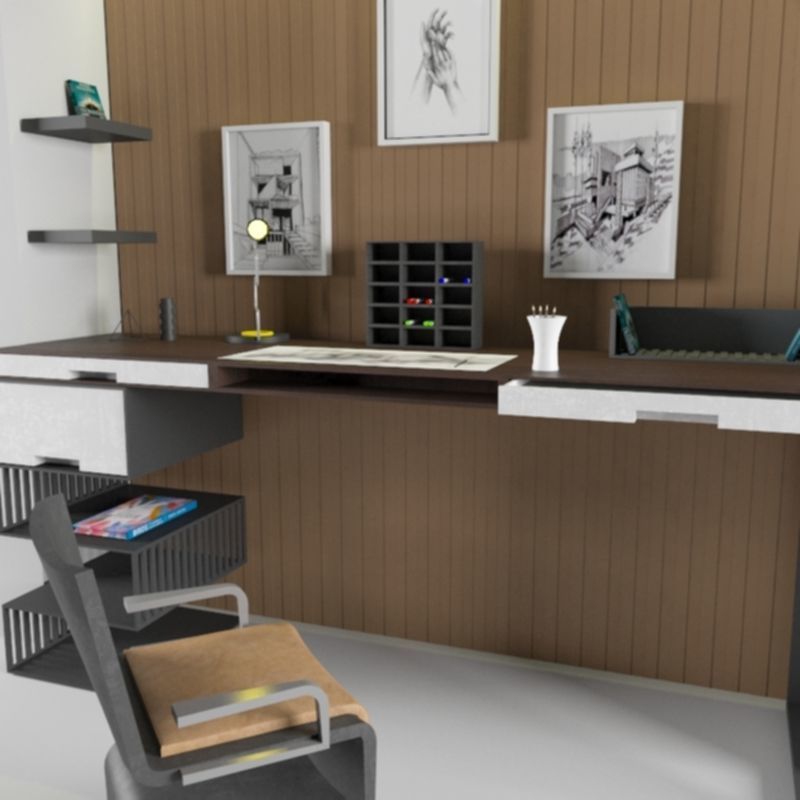 Different Desk Low-poly 3D model_3