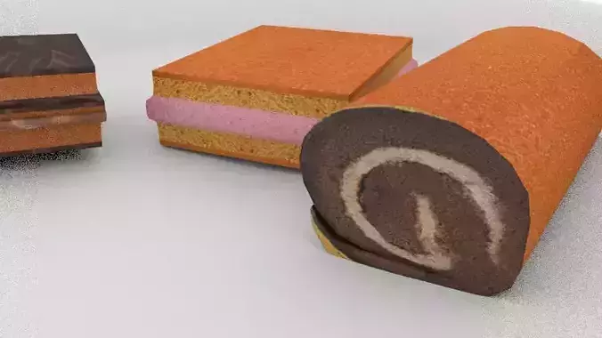 Cakes 3d model chocolate roll