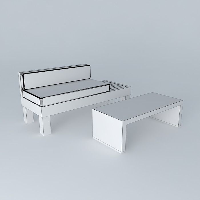 armchair and table Free 3D model_4