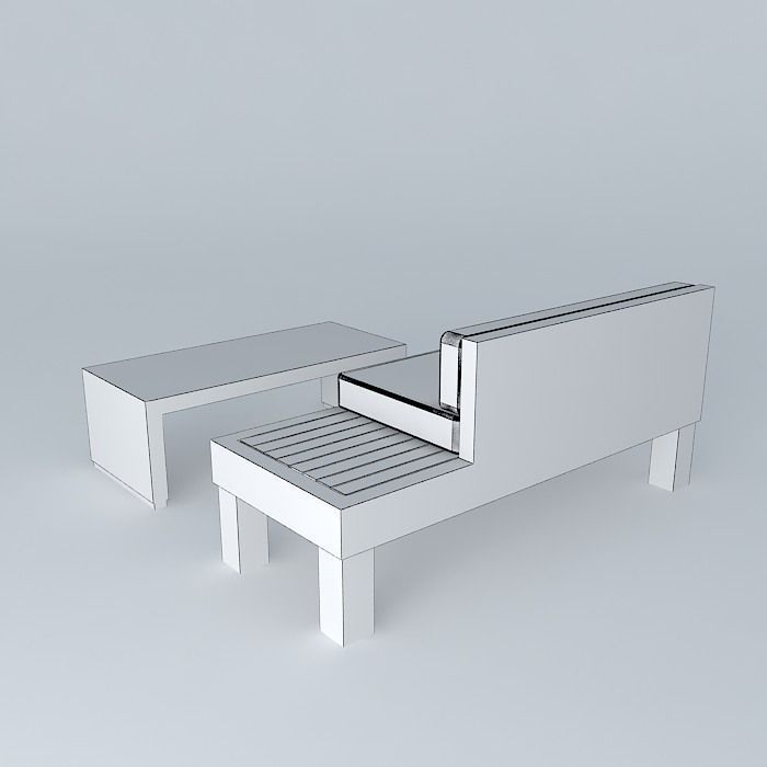 armchair and table Free 3D model_3