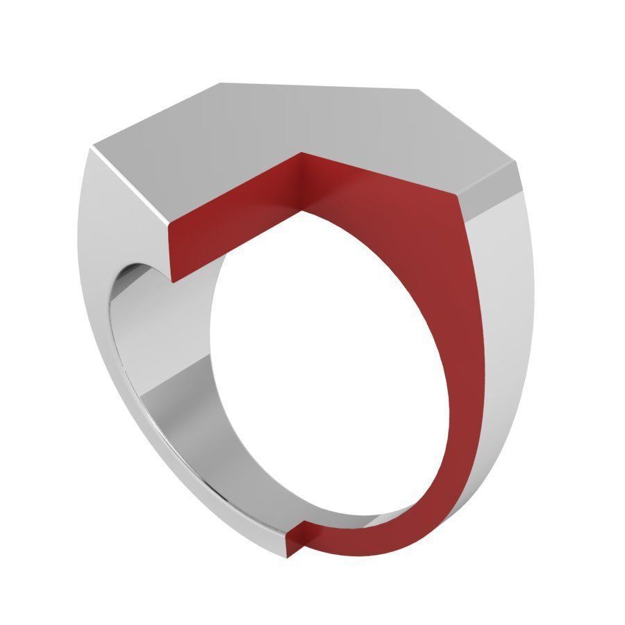 Signet rings set HEXAGON top 3D print model_6