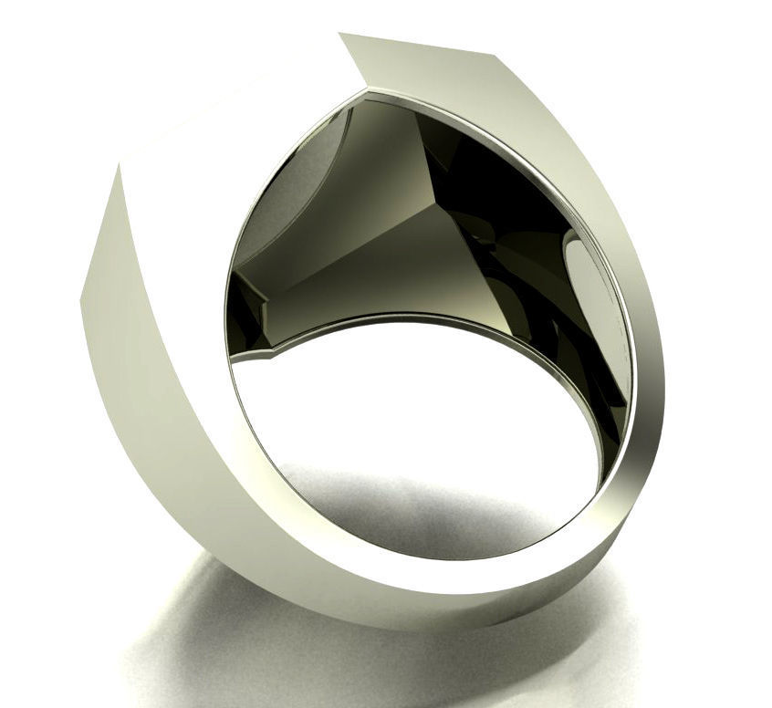 Signet rings set HEXAGON top 3D print model_4