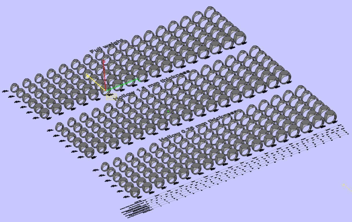 Signet rings set HEXAGON top 3D print model_15