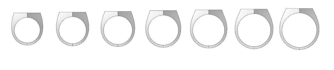 Signet rings set HEXAGON top 3D print model_13