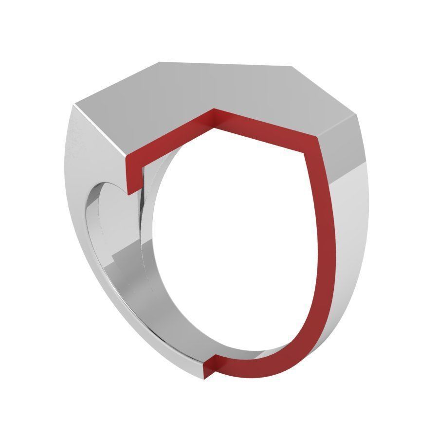 Signet rings set HEXAGON top 3D print model_7