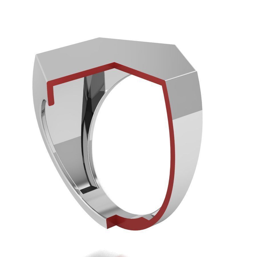 Signet rings set HEXAGON top 3D print model_8