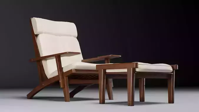 Hans Wegner armchair with ottoman