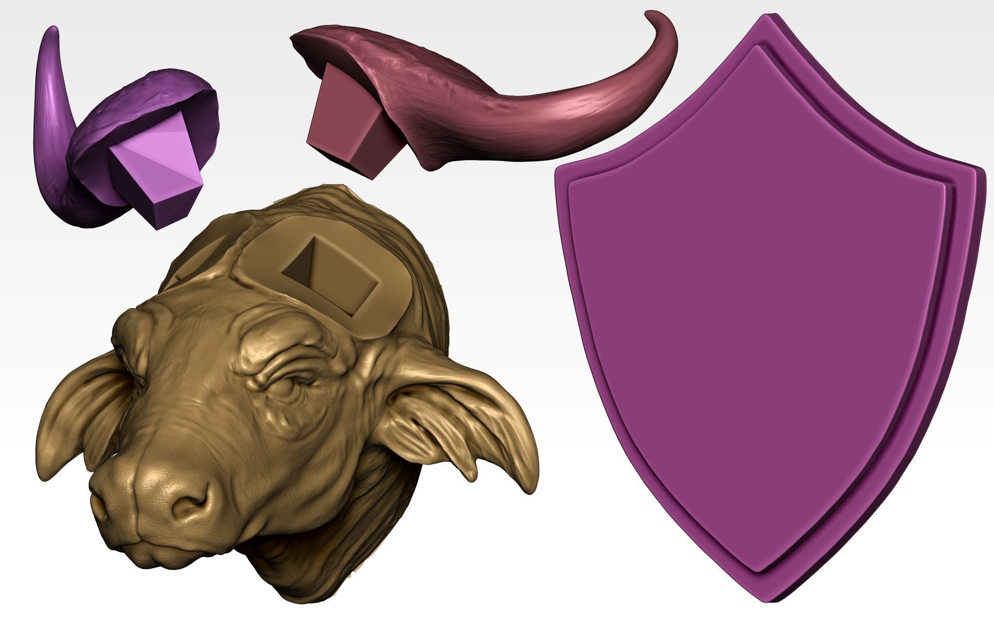 Buffalo Head for printing 3d 3D print model_11