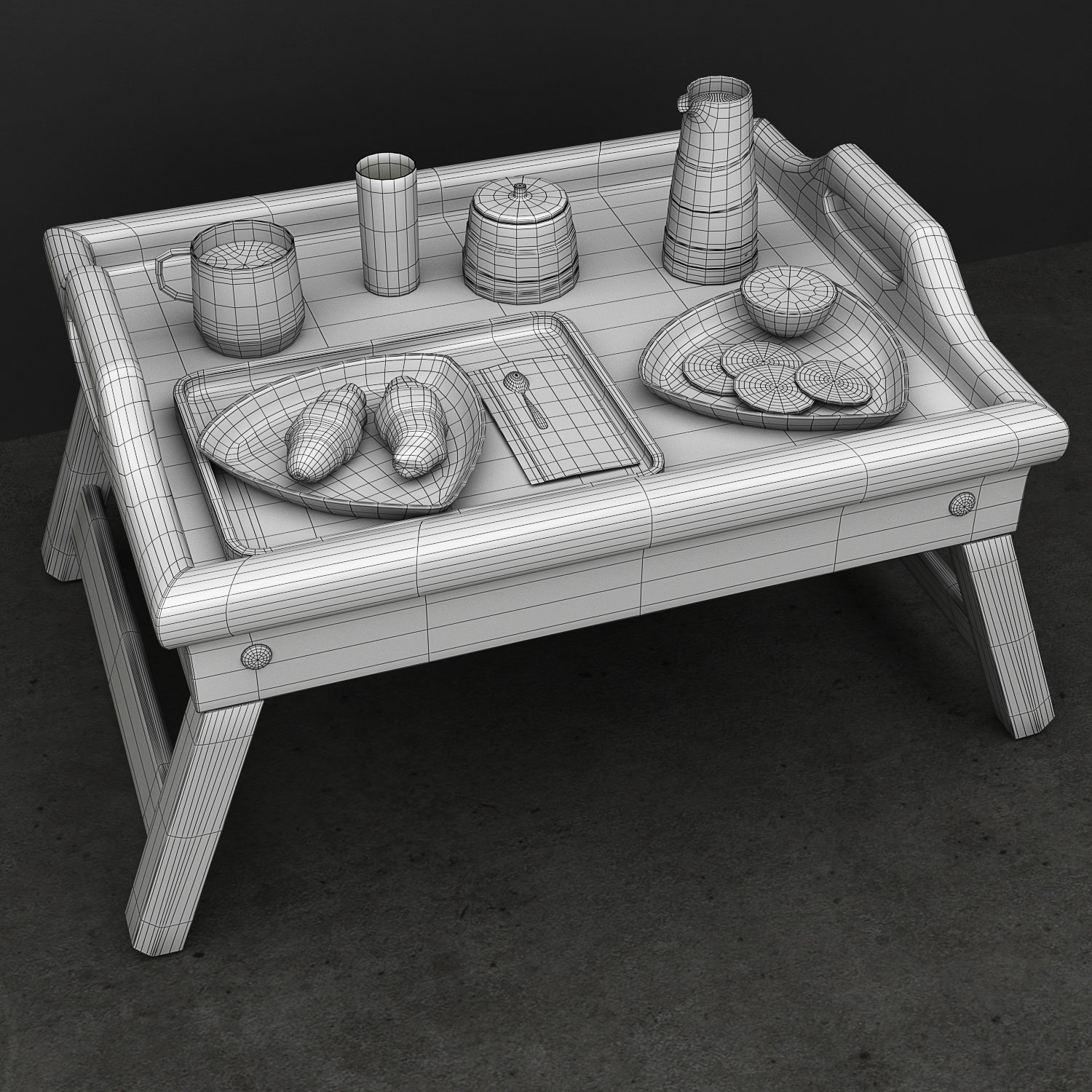 Breakfast coffee set  3D model_2