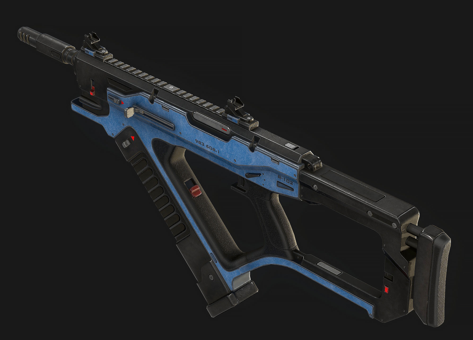 Sci Fi Weapon Low Poly Low-poly 3D model_4