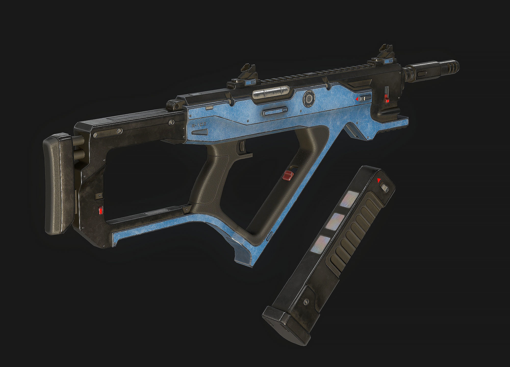 Sci Fi Weapon Low Poly Low-poly 3D model_2