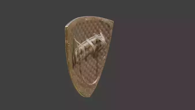 medieval triangular knight shield with pbr textures
