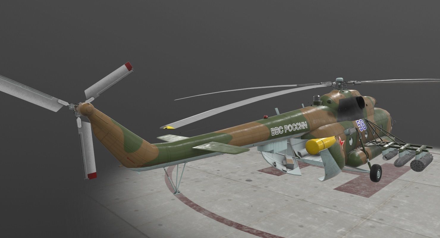 Mi-8MT Russian Air Force Animated Low-poly 3D model_10