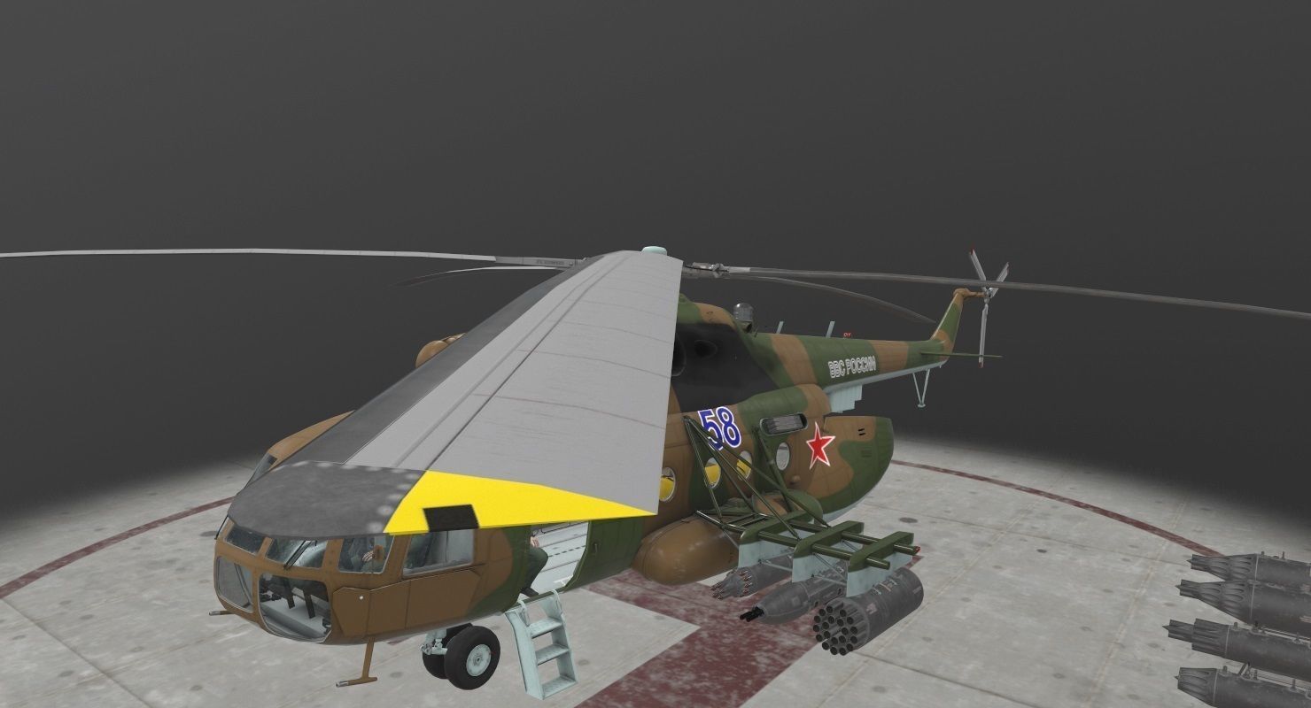 Mi-8MT Russian Air Force Animated Low-poly 3D model_21