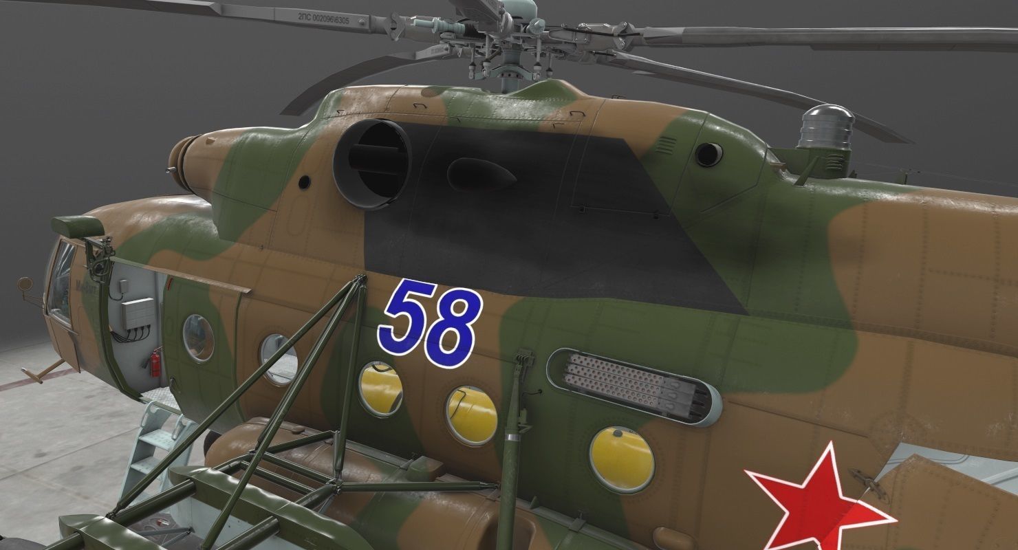 Mi-8MT Russian Air Force Animated Low-poly 3D model_7
