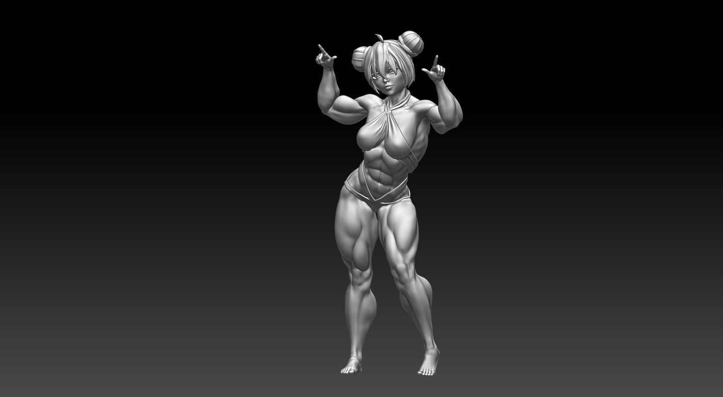 Bodybuilder girl in a beautiful pose 3D print model 3D print model