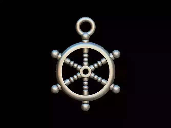 Ship Wheel key ring pendant