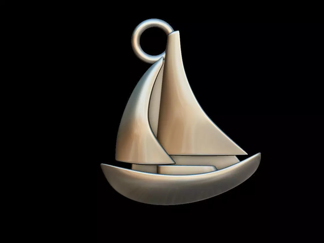 Sail Boat key ring pendant 3D print model_0
