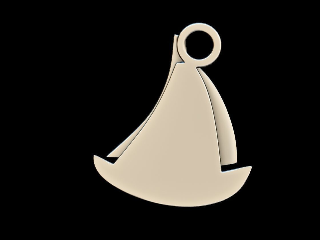 Sail Boat key ring pendant 3D print model_1