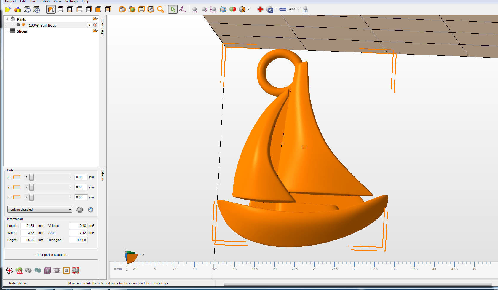 Sail Boat key ring pendant 3D print model_3