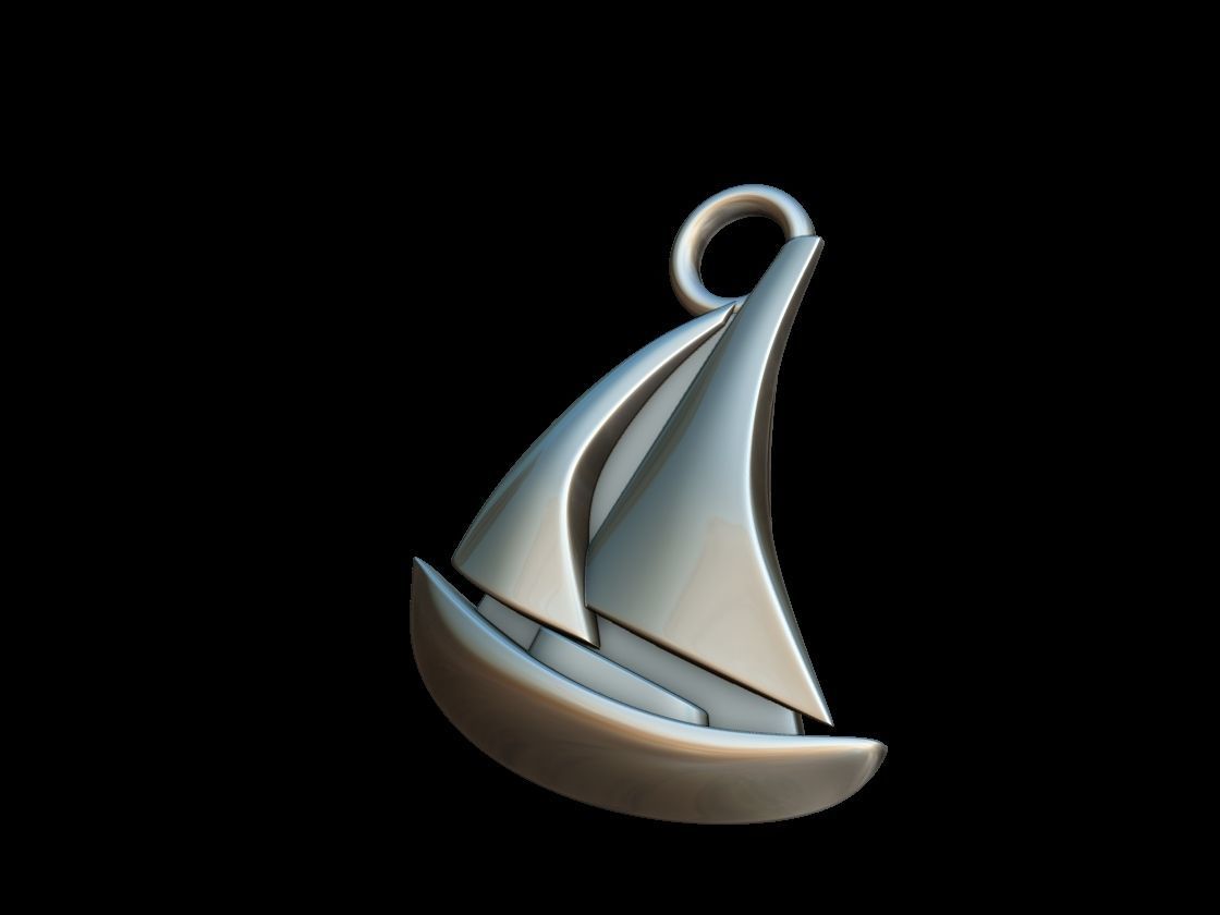 Sail Boat key ring pendant 3D print model_2