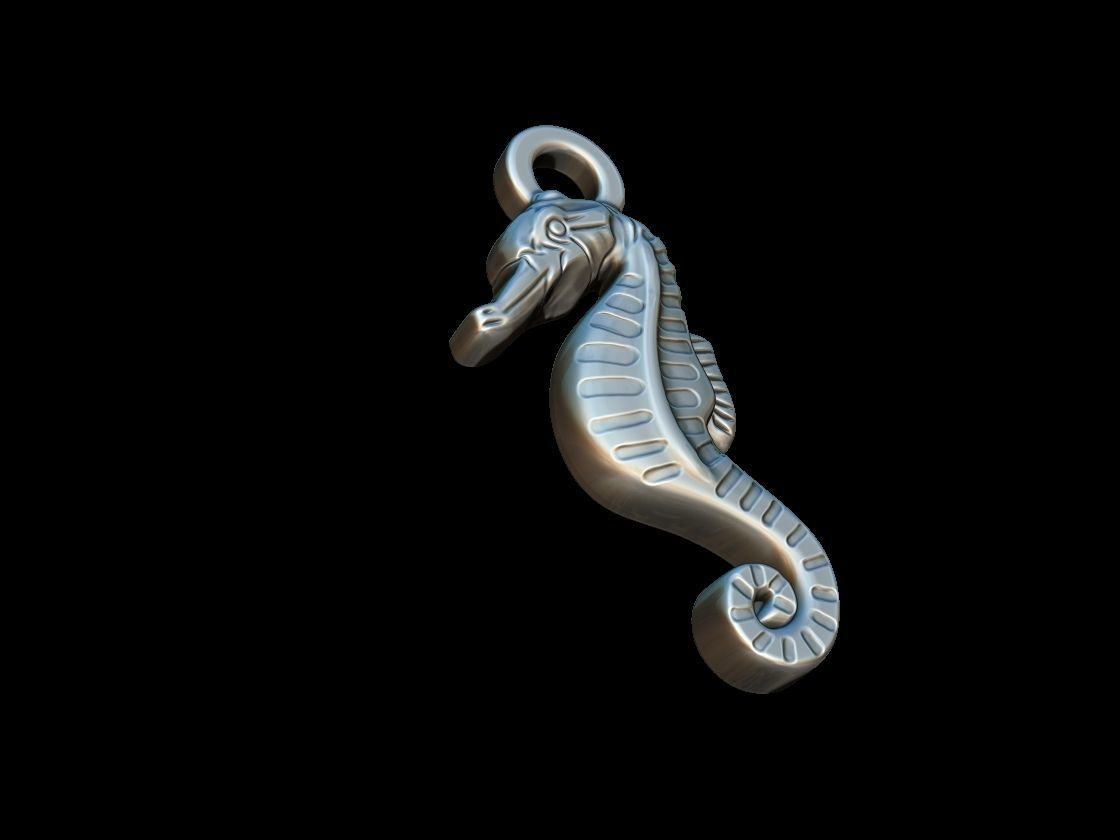 Sea Horse key ring pendant 3D print model_2