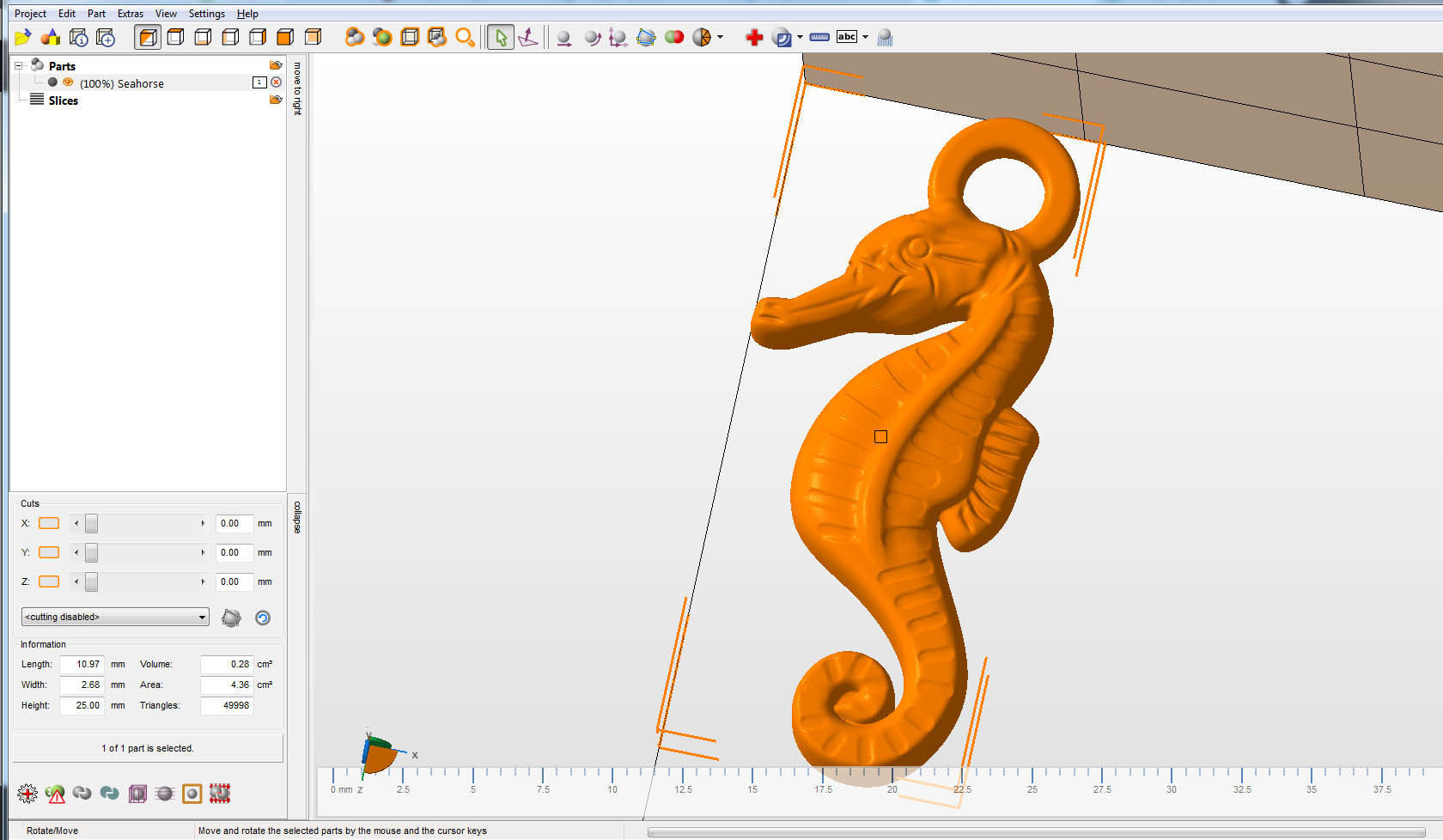 Sea Horse key ring pendant 3D print model_3