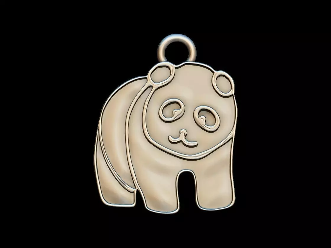 Panda key ring pendant 3D print model_0