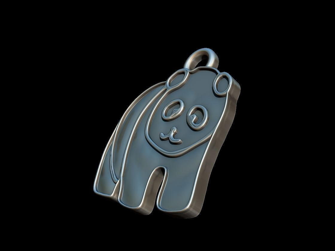 Panda key ring pendant 3D print model_2