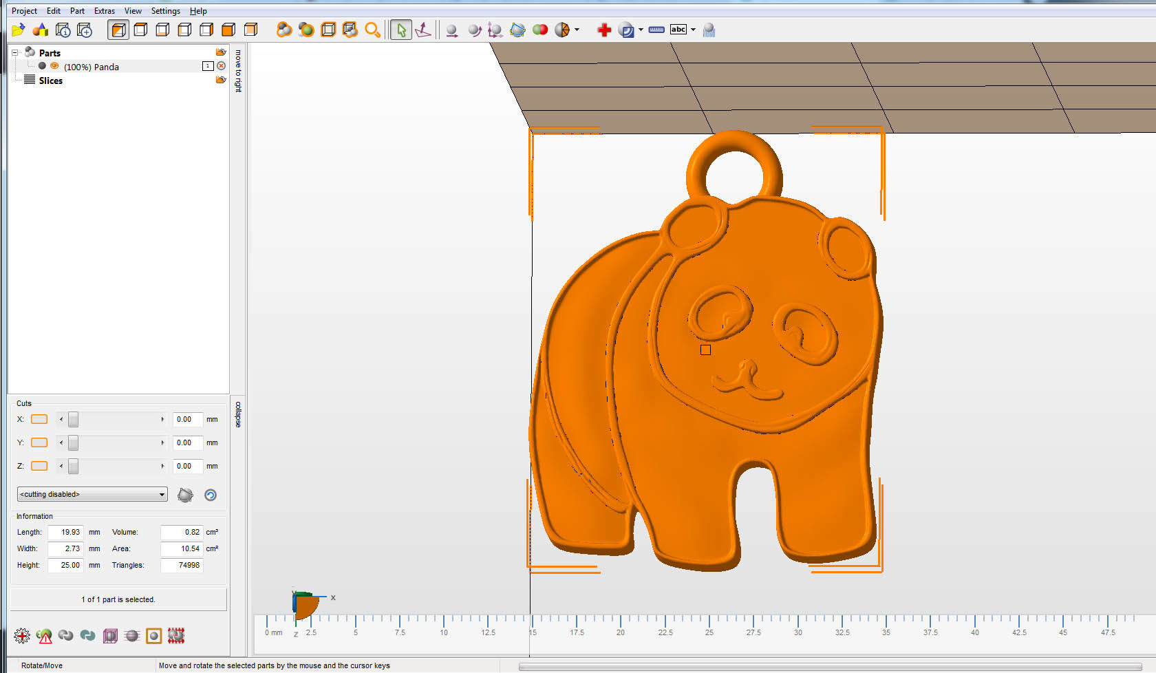 Panda key ring pendant 3D print model_3