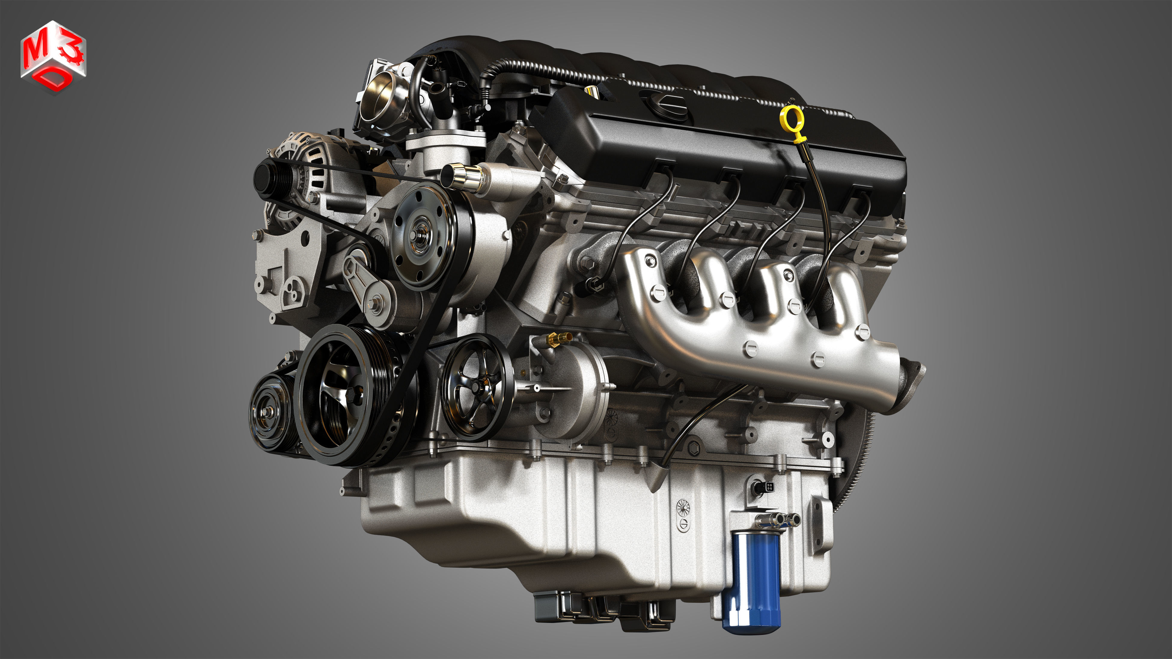1500 Silverado Engine - V8 Pickup Truck Engine 3D model_7