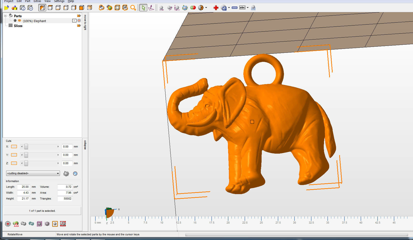 Elephant charm 3D print model_3