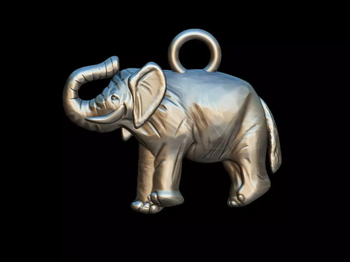 Elephant charm 3D print model_0
