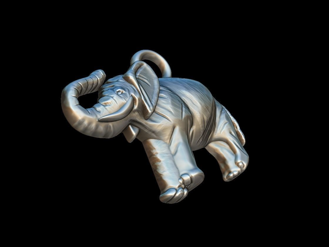 Elephant charm 3D print model_2
