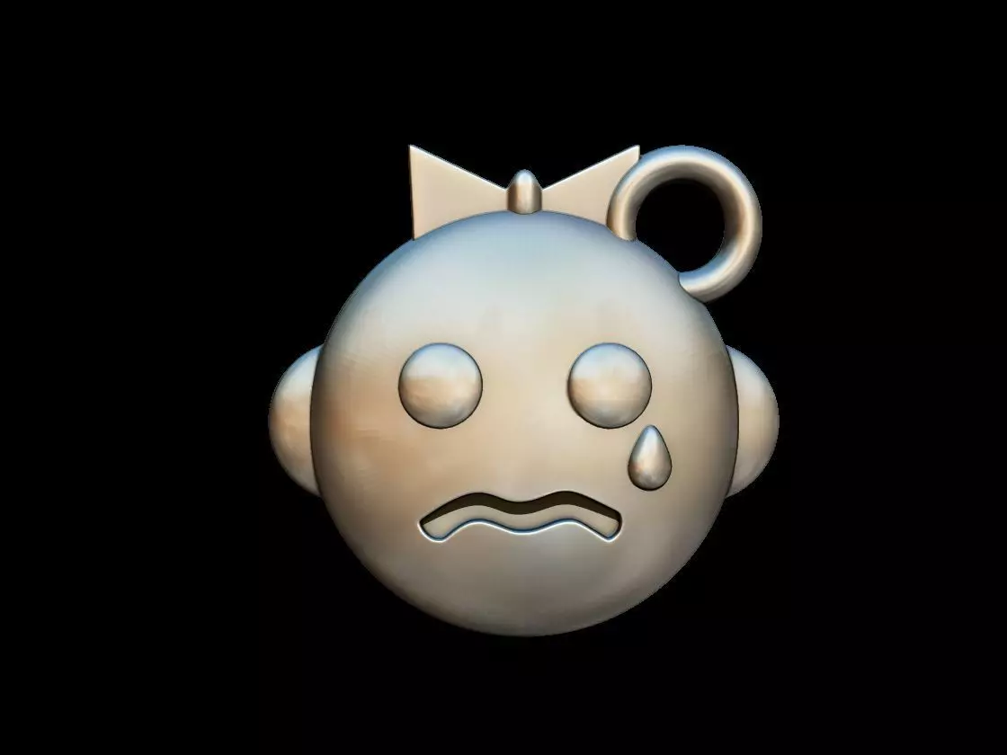 Crying pendant with sad face 3D print model_0