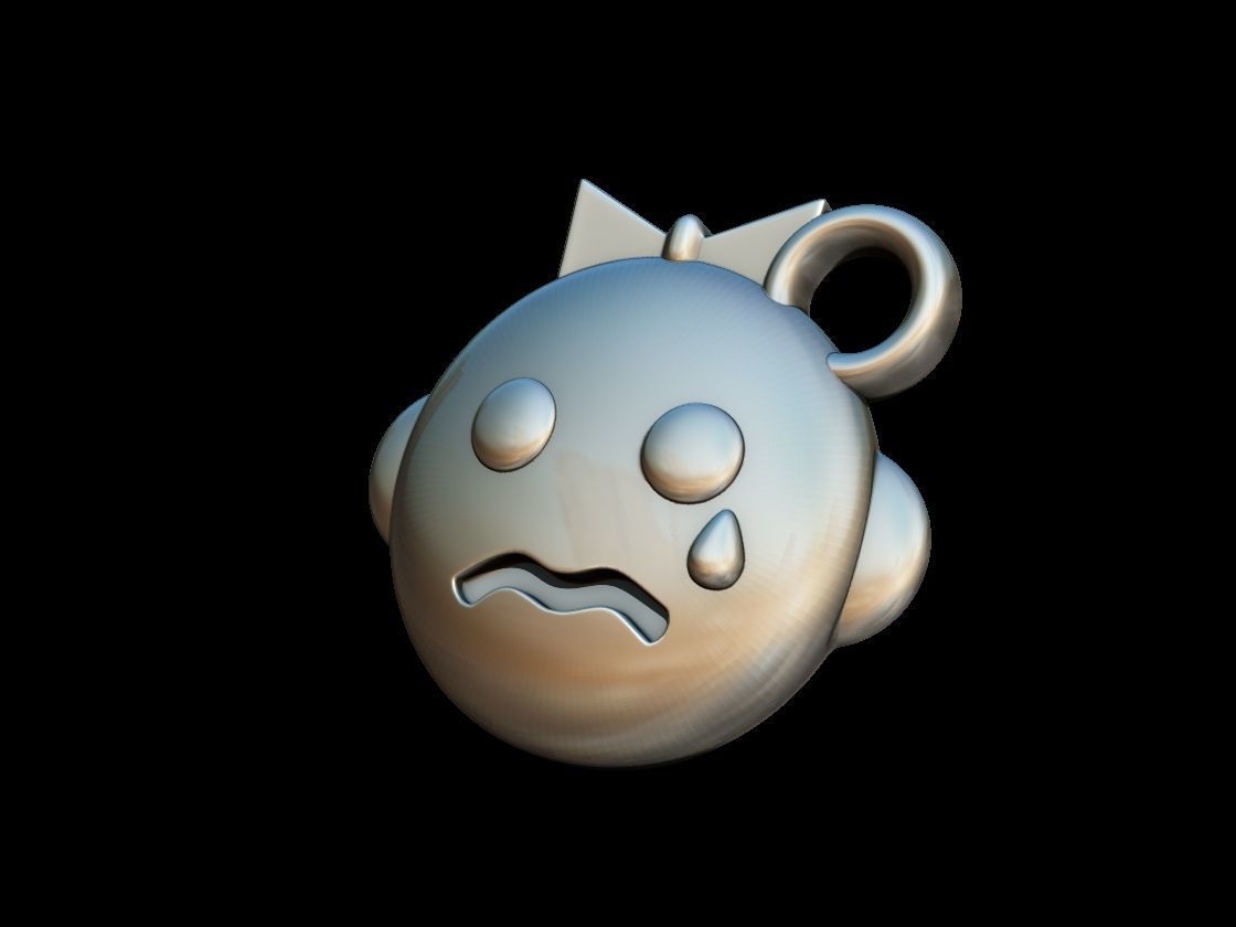Crying pendant with sad face 3D print model_2