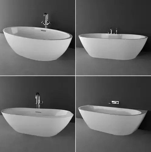 Bath set modern bathtub in four different views