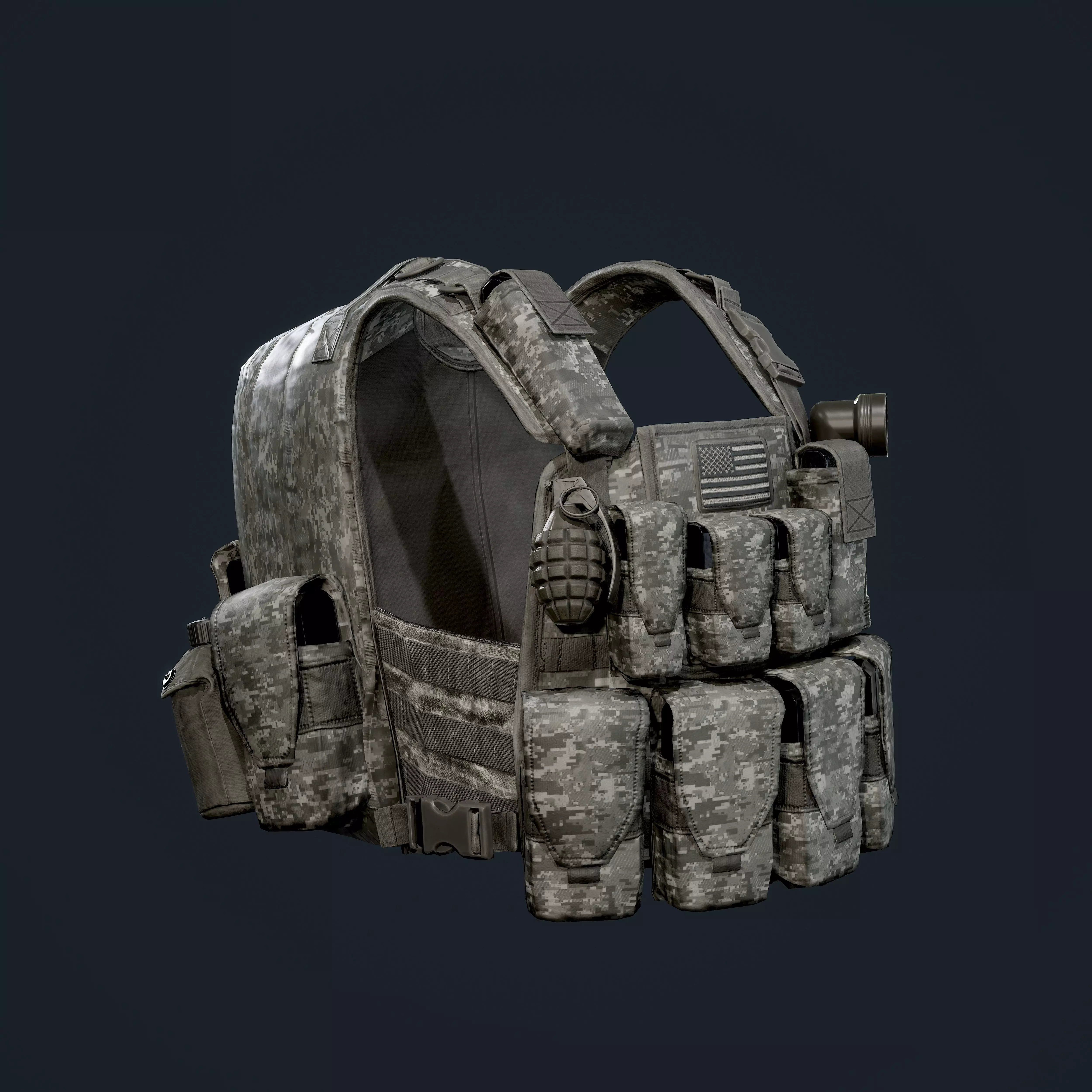 Military Gear Equipment Vest Game Ready Low-poly 3D model_0