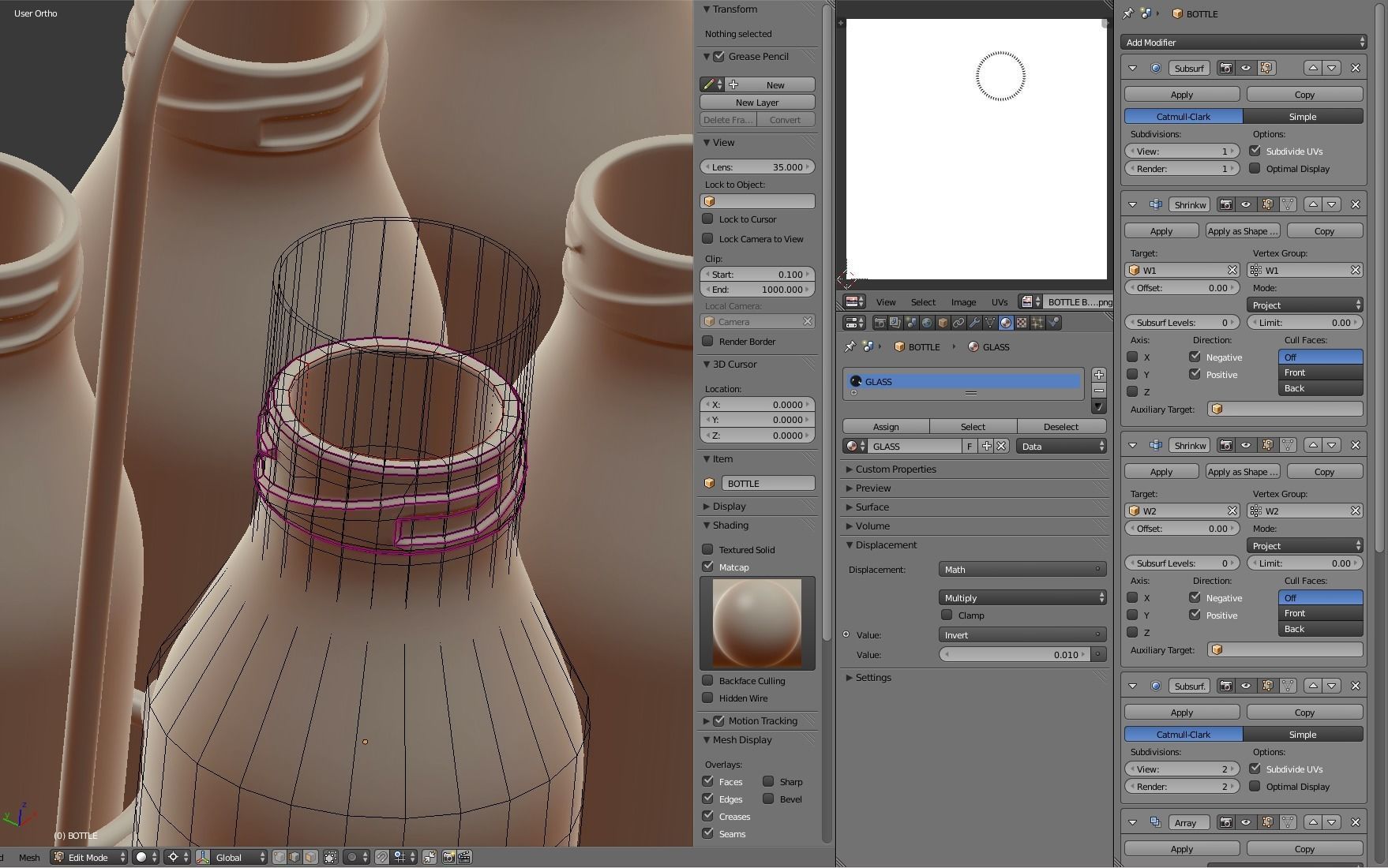 Milk Bottles in Wire Basket 3D model_17