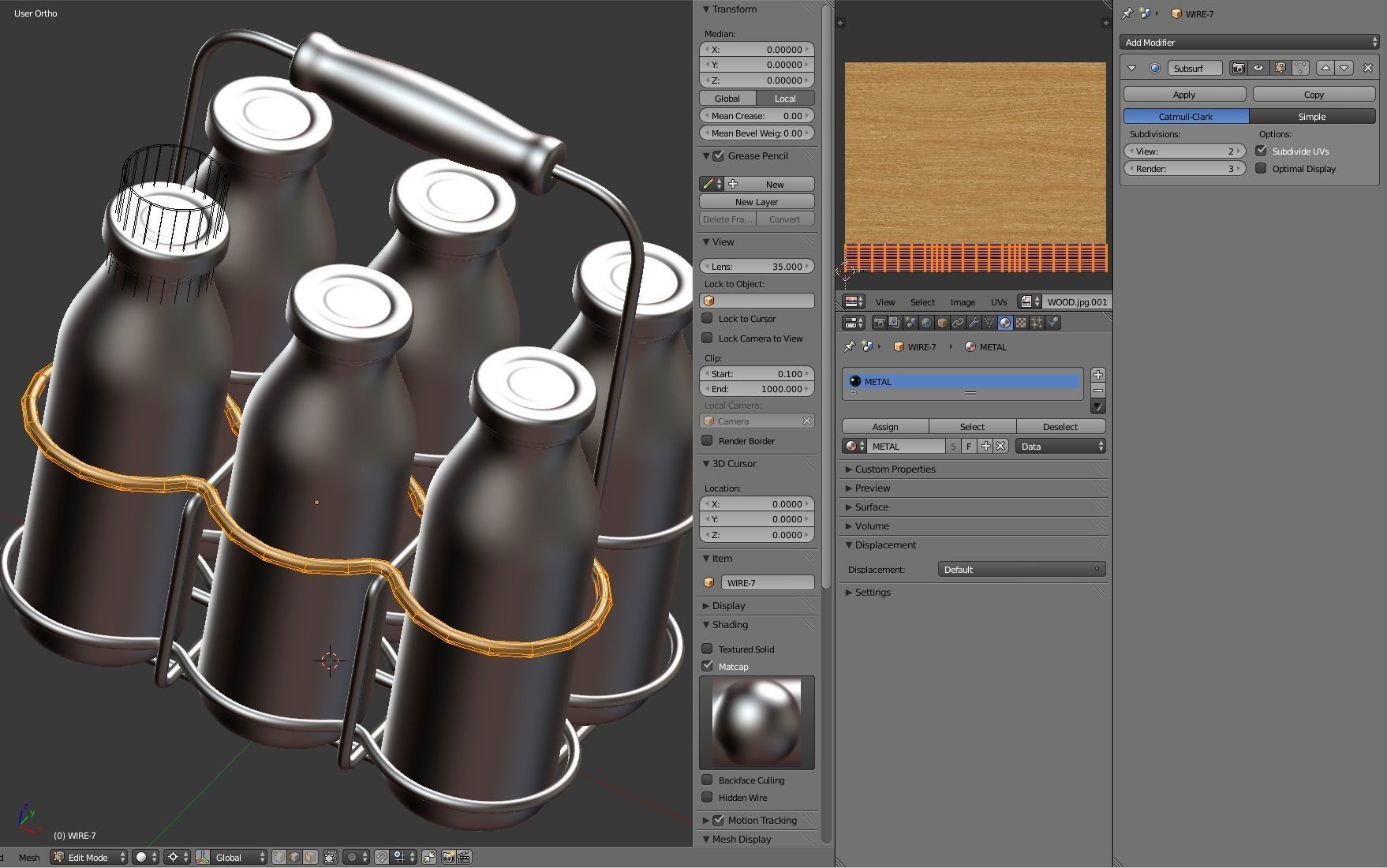 Milk Bottles in Wire Basket 3D model_18