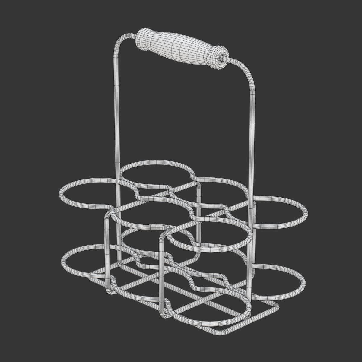 Milk Bottles in Wire Basket 3D model_27