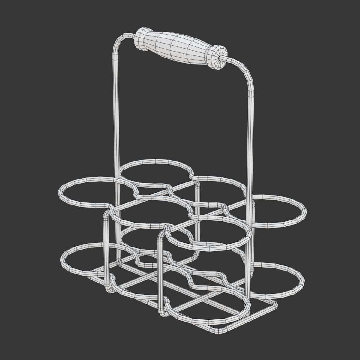 Milk Bottles in Wire Basket 3D model_24