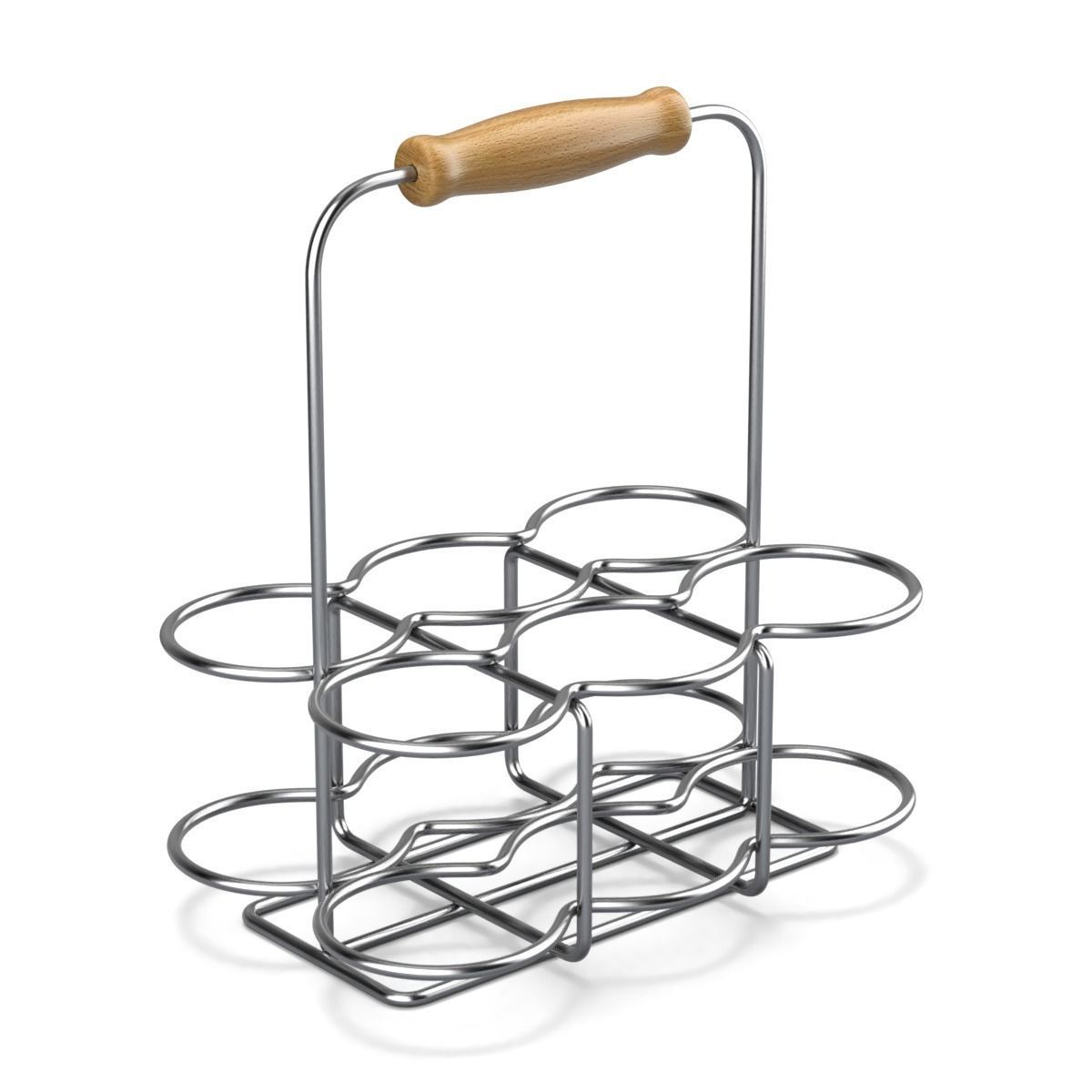 Milk Bottles in Wire Basket 3D model_11