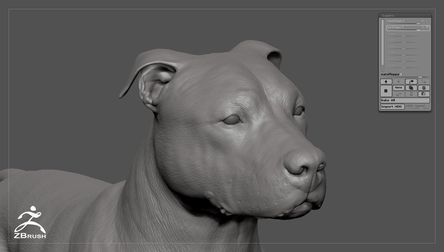 Pitbull High-Poly pit bull dog 3D print model_7