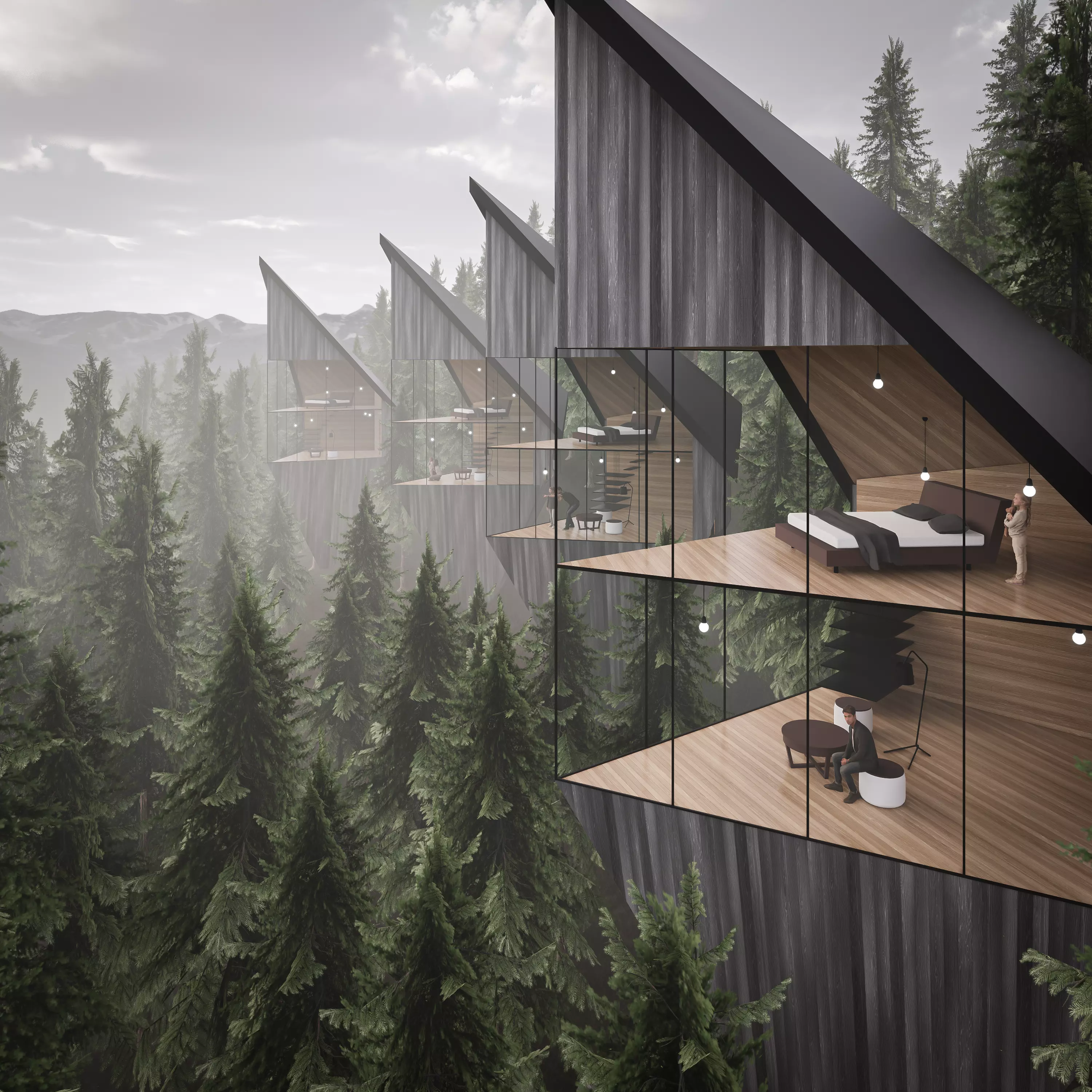 Modern Tree House Low-poly 3D model