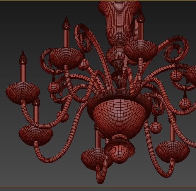 Decorative Solid Brass Flemish Chandelier 3D model_1