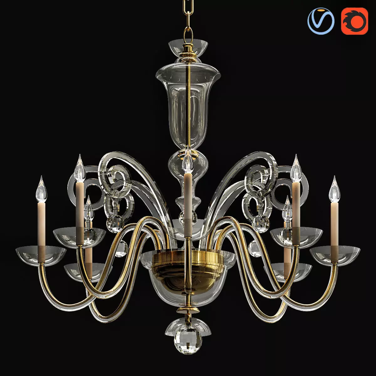 Decorative Solid Brass Flemish Chandelier 3D model_0