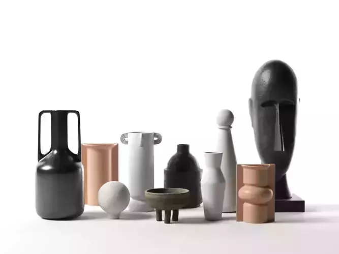 Vases with Head Sculpture 3D model
