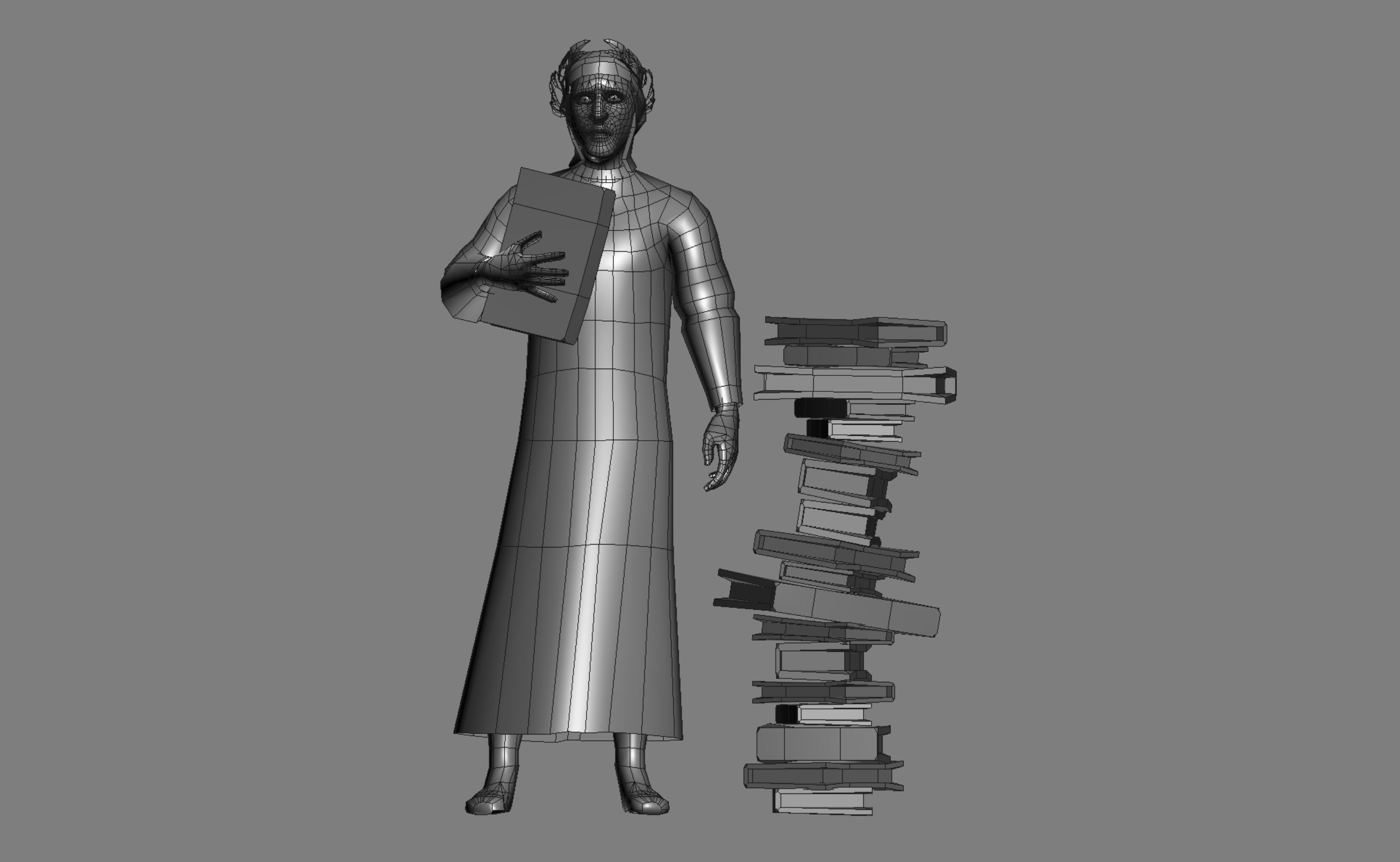 Dante Alighieri Low-poly 3D model_7